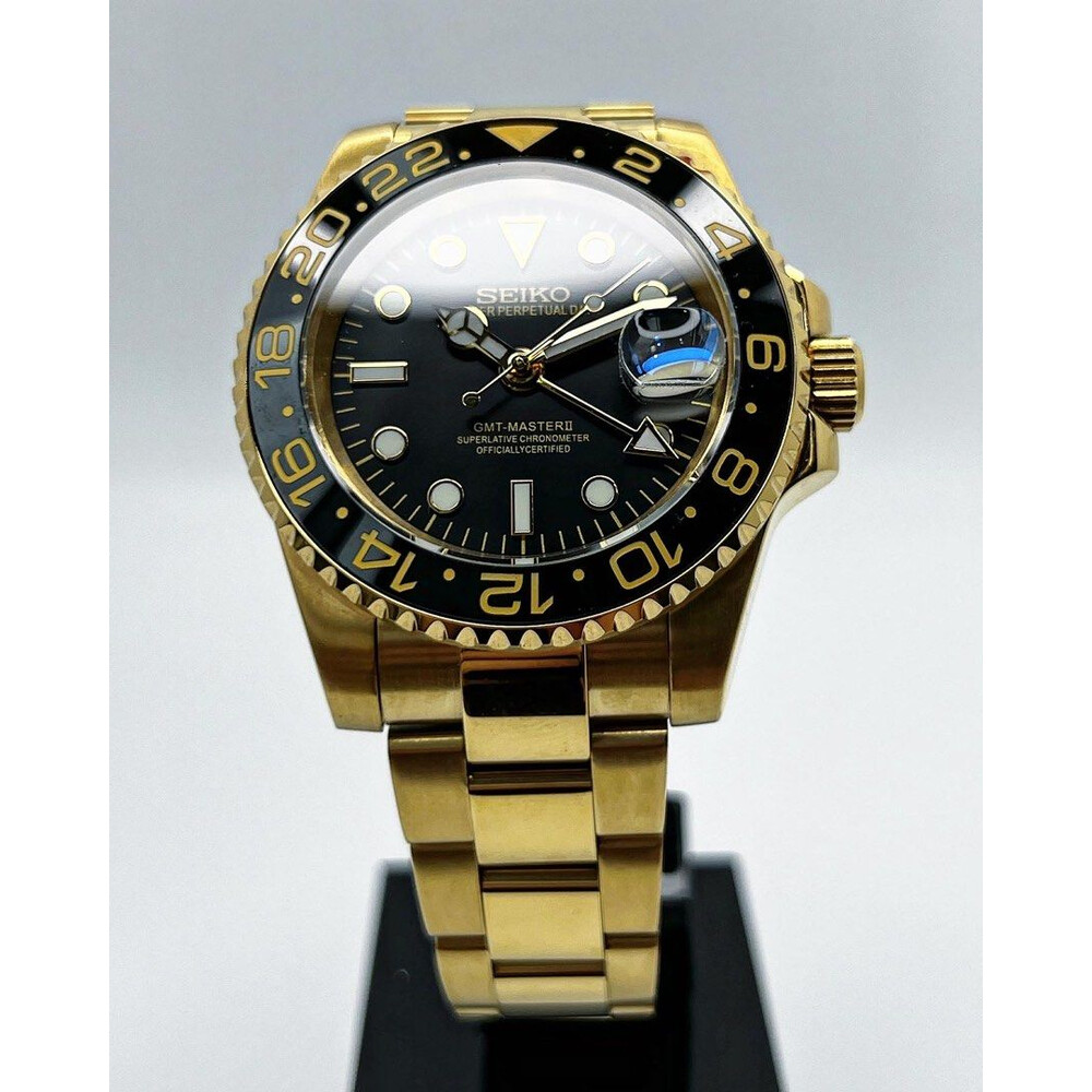 Custom Seiko Mod • Black Gold GMT Master II • 40mm